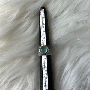 Swirly gray resin ring with mint green stone -size 6